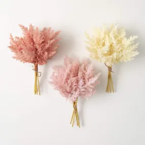 13"H Sullivans Faux Preserved Plume Bushes Set of 3, Multicolored