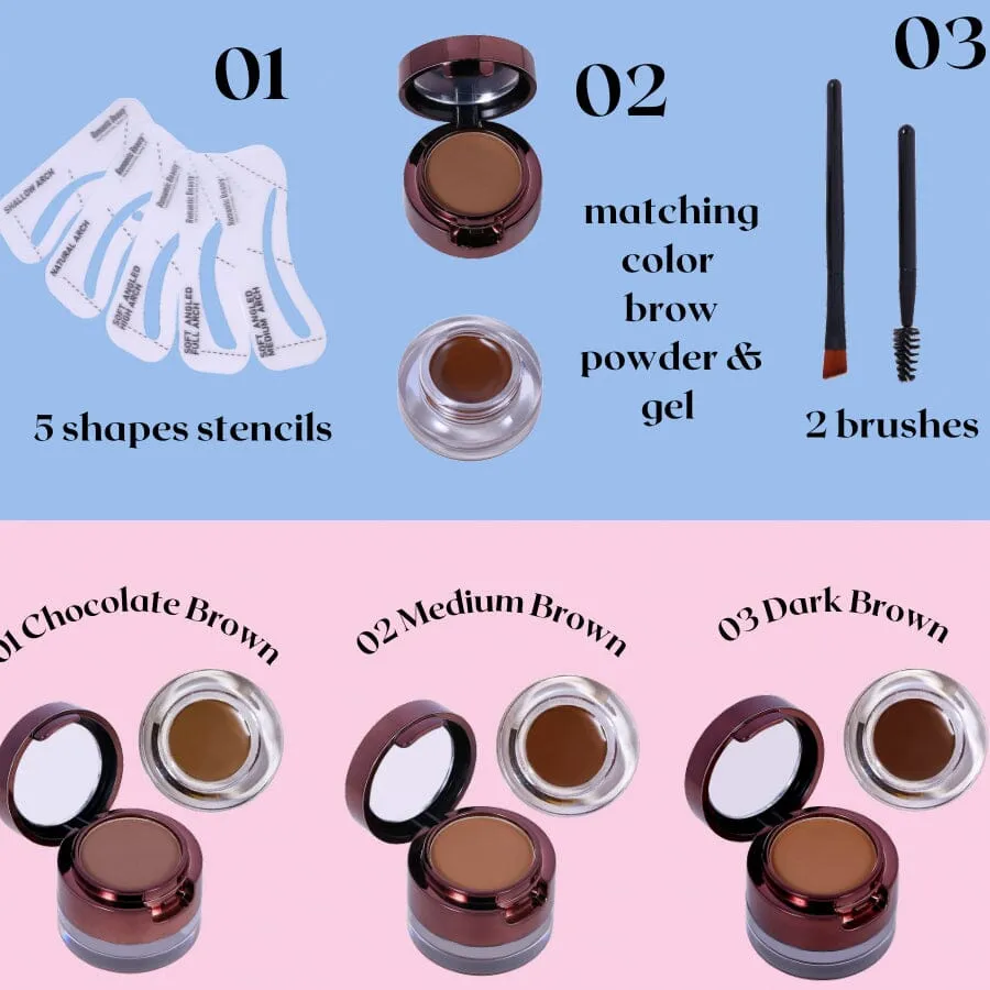 Eyebrow 2 in 1 Brow Powder & Gel Kit  BP-2102 (12 units)