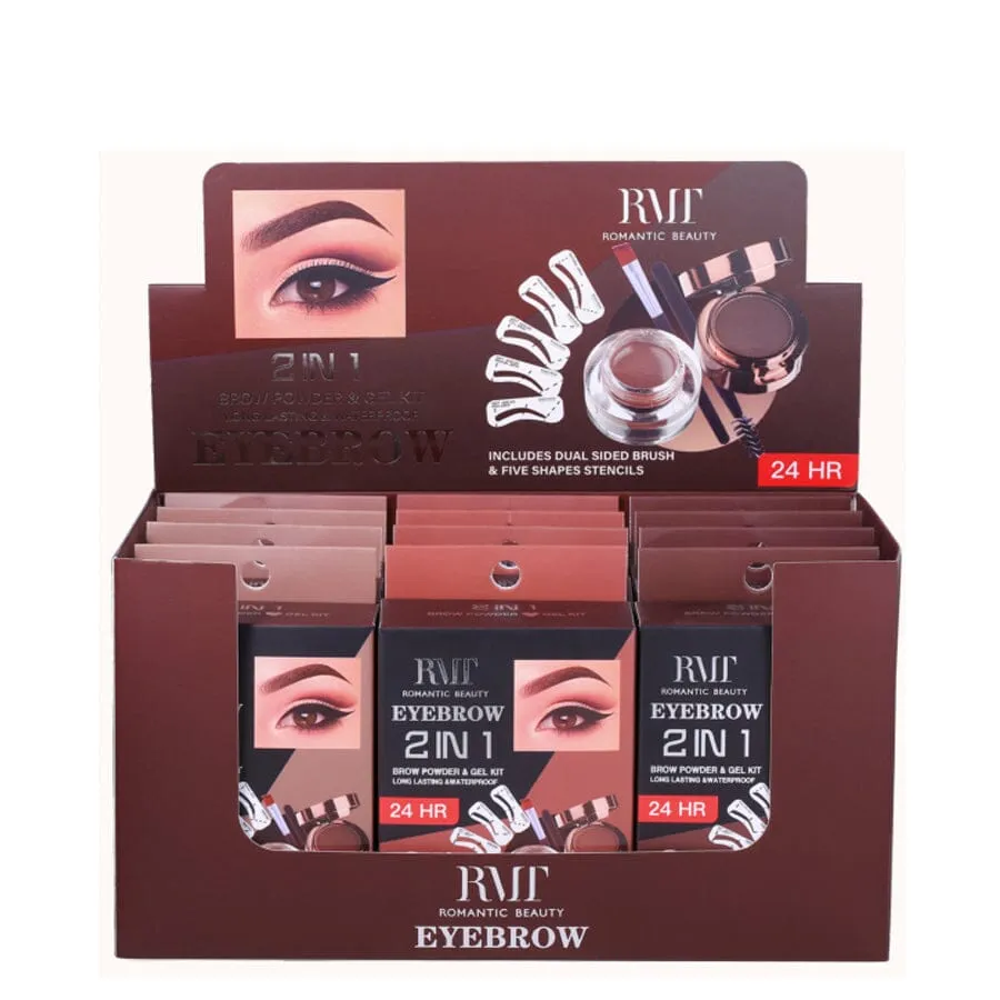 Eyebrow 2 in 1 Brow Powder & Gel Kit  BP-2102 (12 units)