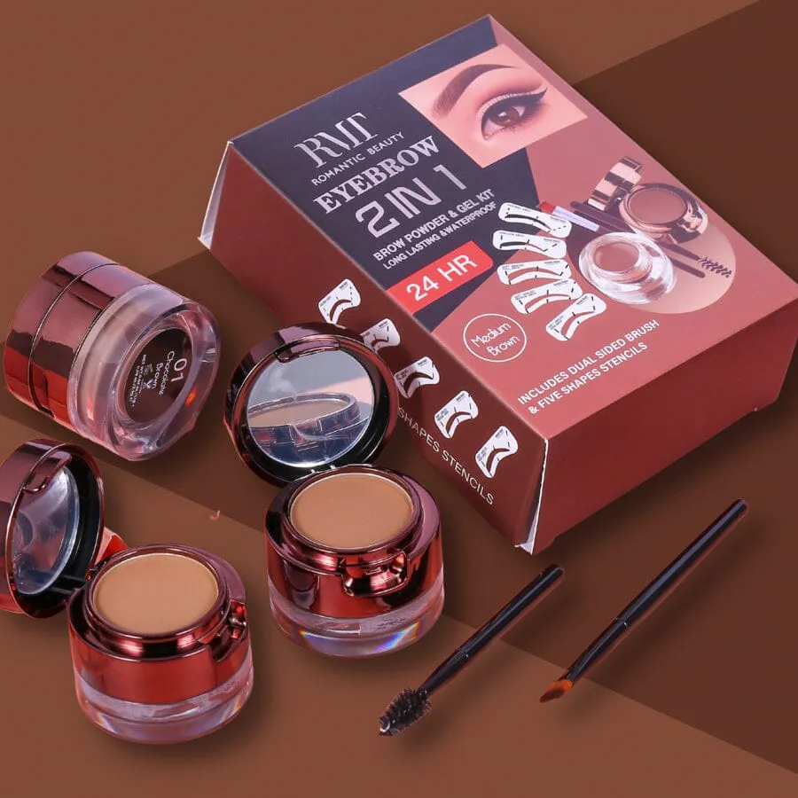 Eyebrow 2 in 1 Brow Powder & Gel Kit  BP-2102 (12 units)