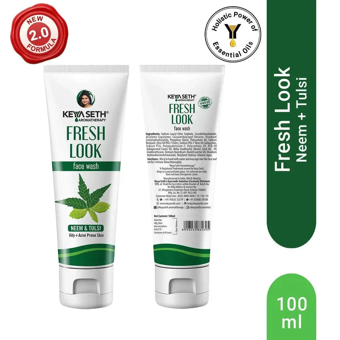 Fresh Look Neem & Tulsi Face Wash, Mild Hydrating Moisturizing Foaming All Skin Types