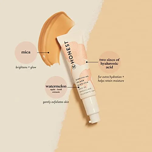 Honest Beauty Everything Primer Glow   2HA Primer with Hyaluronic Acid| EWG Certified   Dermatologist Tested & Vegan   Cruelty Free | 1.0 fl. oz.