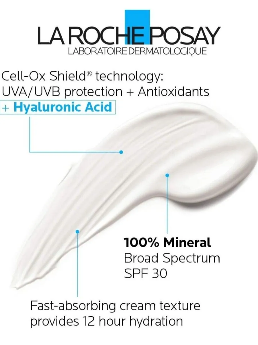 LA ROCHE POSAY Anthelios HA 100% Mineral Sunscreen Moisturizer- SPF 30