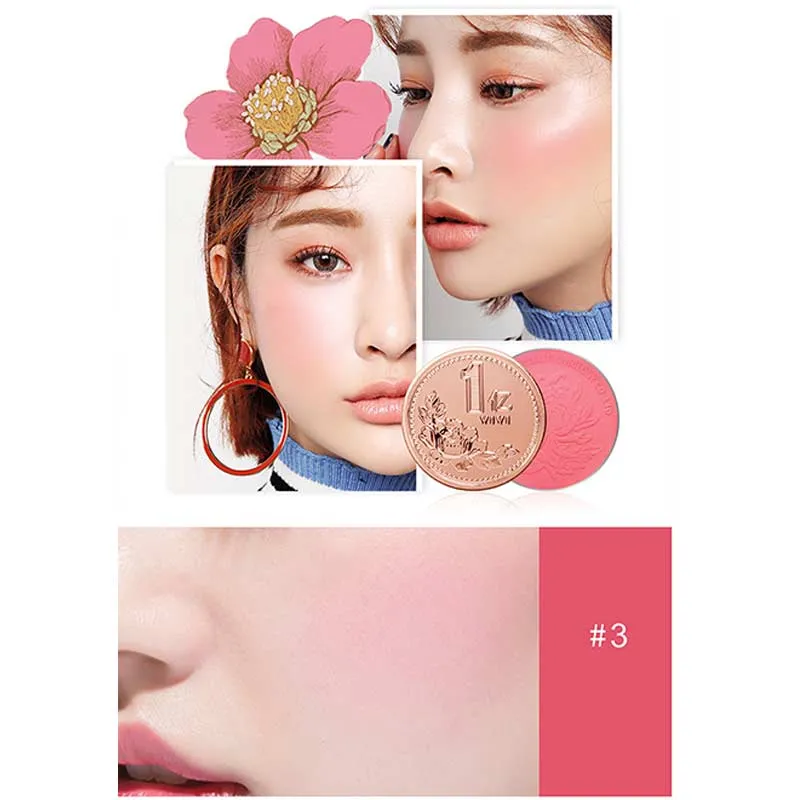 Long-lasting Face Blush 3 Colors Natural Blusher Powder Palette Charming Beauty Cosmetic