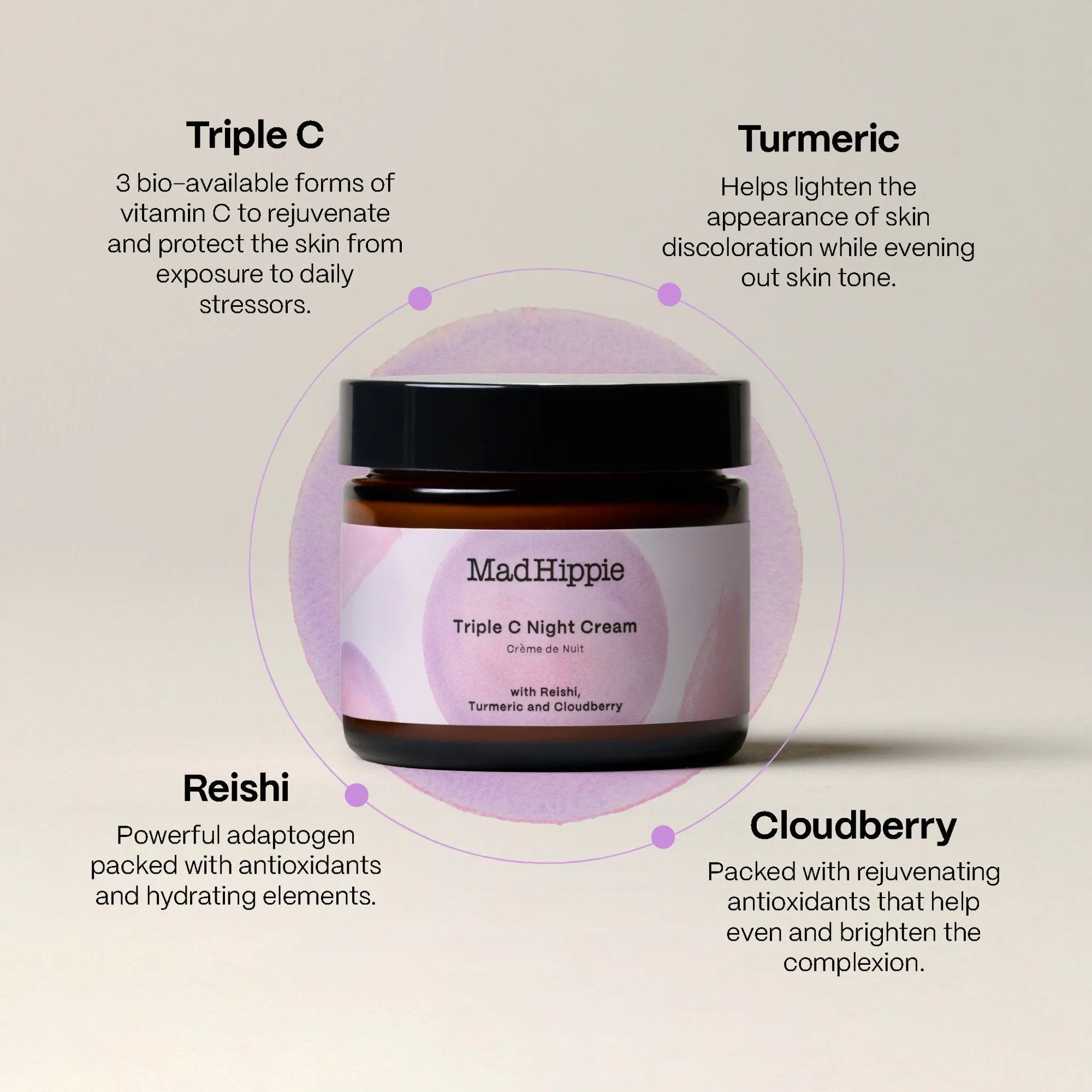 Mad Hippie Triple C Night Cream 2.1 oz Cream