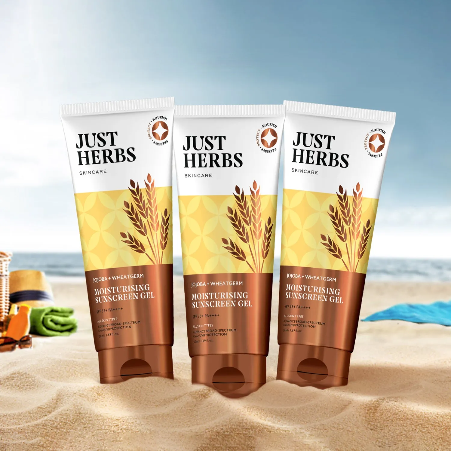 Moisturising Sunscreen Gel with SPF 35  PA     with Jojoba and Wheatgerm - Upsell