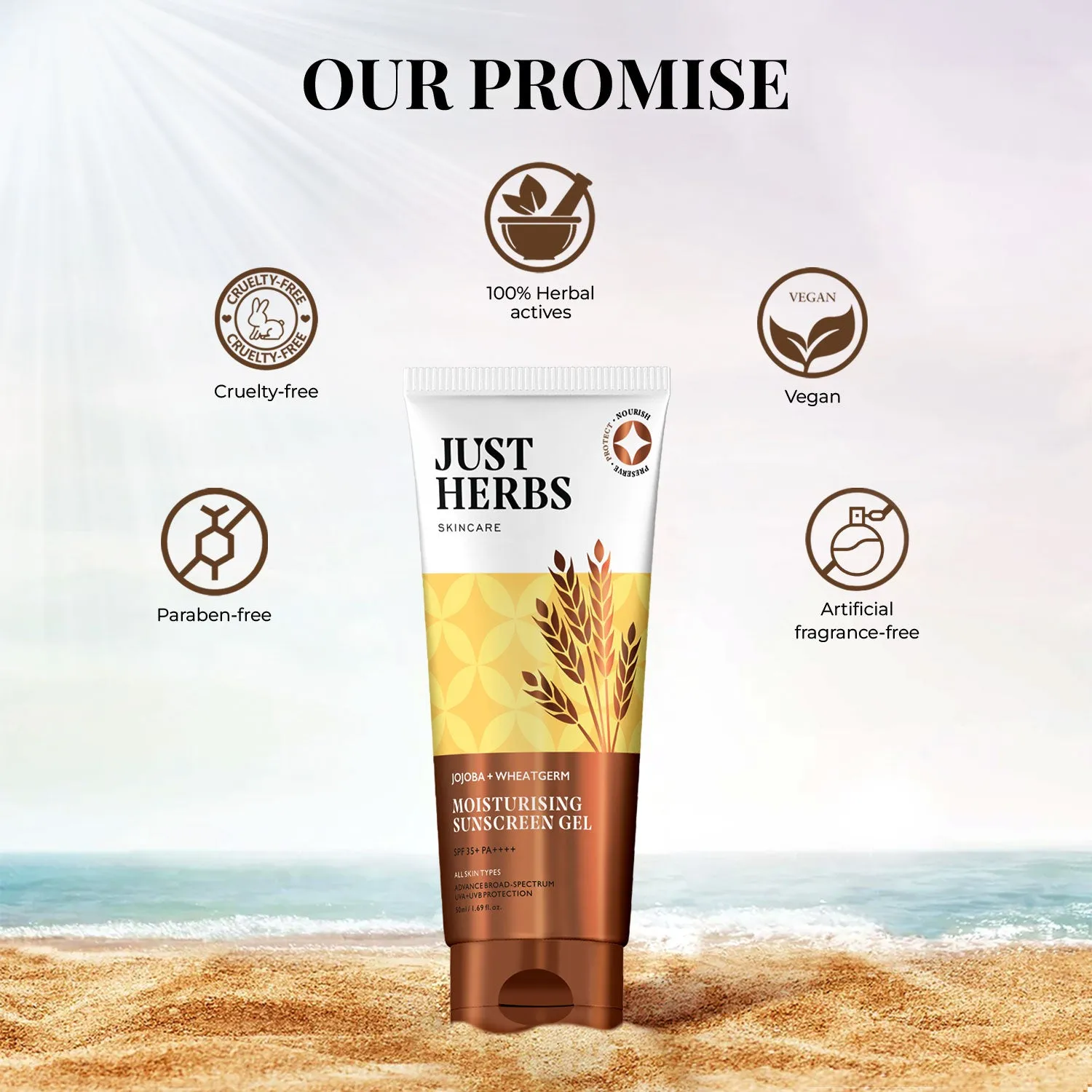 Moisturising Sunscreen Gel with SPF 35  PA     with Jojoba and Wheatgerm - Upsell