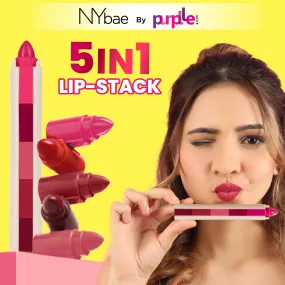 NY Bae 5IN1 Lipstick - Happy Hues 01 (6.5g) | Creamy Matte | Lip Crayon | Multi-use: Blush Eyeshadow Lip Liner Bronzer | Pink & Red Shades | Travel Kit