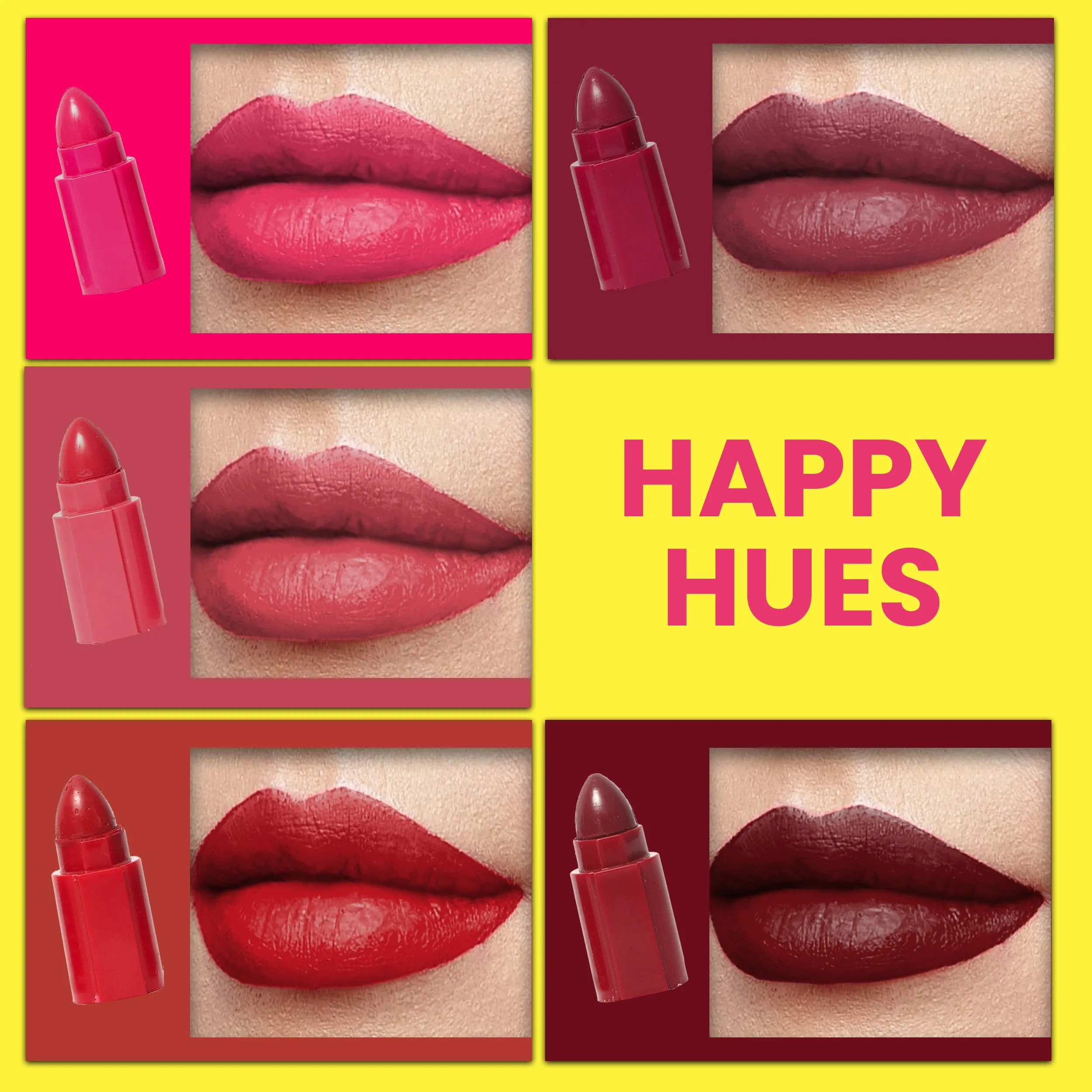 NY Bae 5IN1 Lipstick - Happy Hues 01 (6.5g) | Creamy Matte | Lip Crayon | Multi-use: Blush Eyeshadow Lip Liner Bronzer | Pink & Red Shades | Travel Kit