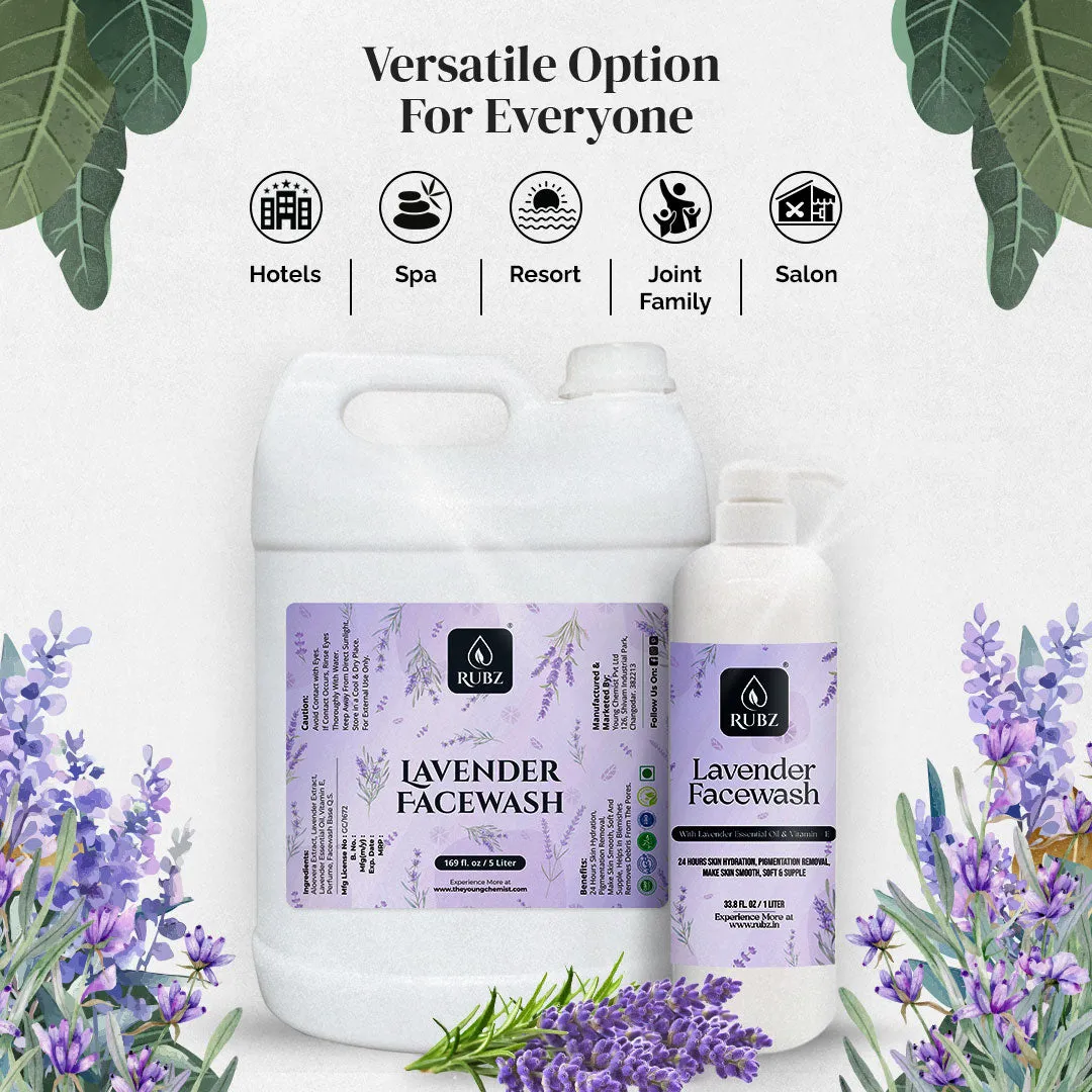 Rubz Lavender face wash | Enriched with Pure Lavender Extract | Purifying Face Wash for Men & Women | Suitable for All Skin Types | 1 Litre