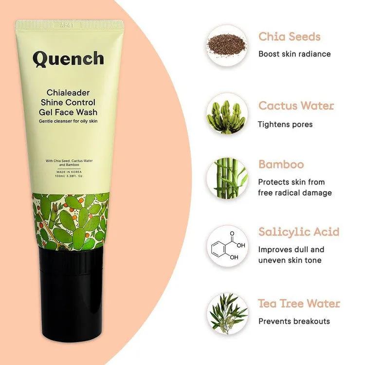 Shine Control Gel Face Wash With Built-in Brush for Deep Cleansing - 100 ML - Free