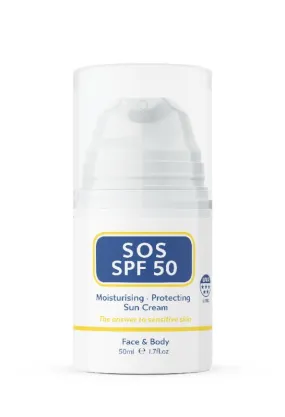 SOS Moisturizing & Protecting SPF 50 Sun Cream 50ml | Broad Spectrum UVA & UVB Protection | Hydrating Sunscreen for Sensitive Skin | Non-Greasy, Anti-Aging Formula