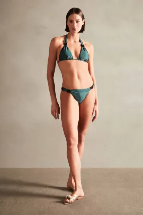Spray Of Flower Solid Long Triangle Bikini