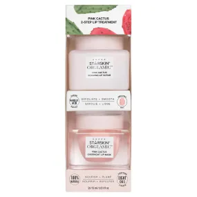STARSKIN Orglamic Pink Cactus 2-Step Lip Treatment, Exfoliating Scrub & Nourishing Mask