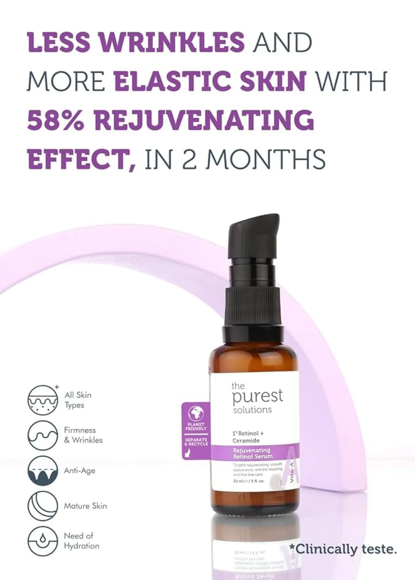 The Purest Solutions Retinol 1%   Ceramide Rejuvenating Serum - 30ml | ذا بيورست سيروم ريتنول 1% مع سيراميد - 30 مل