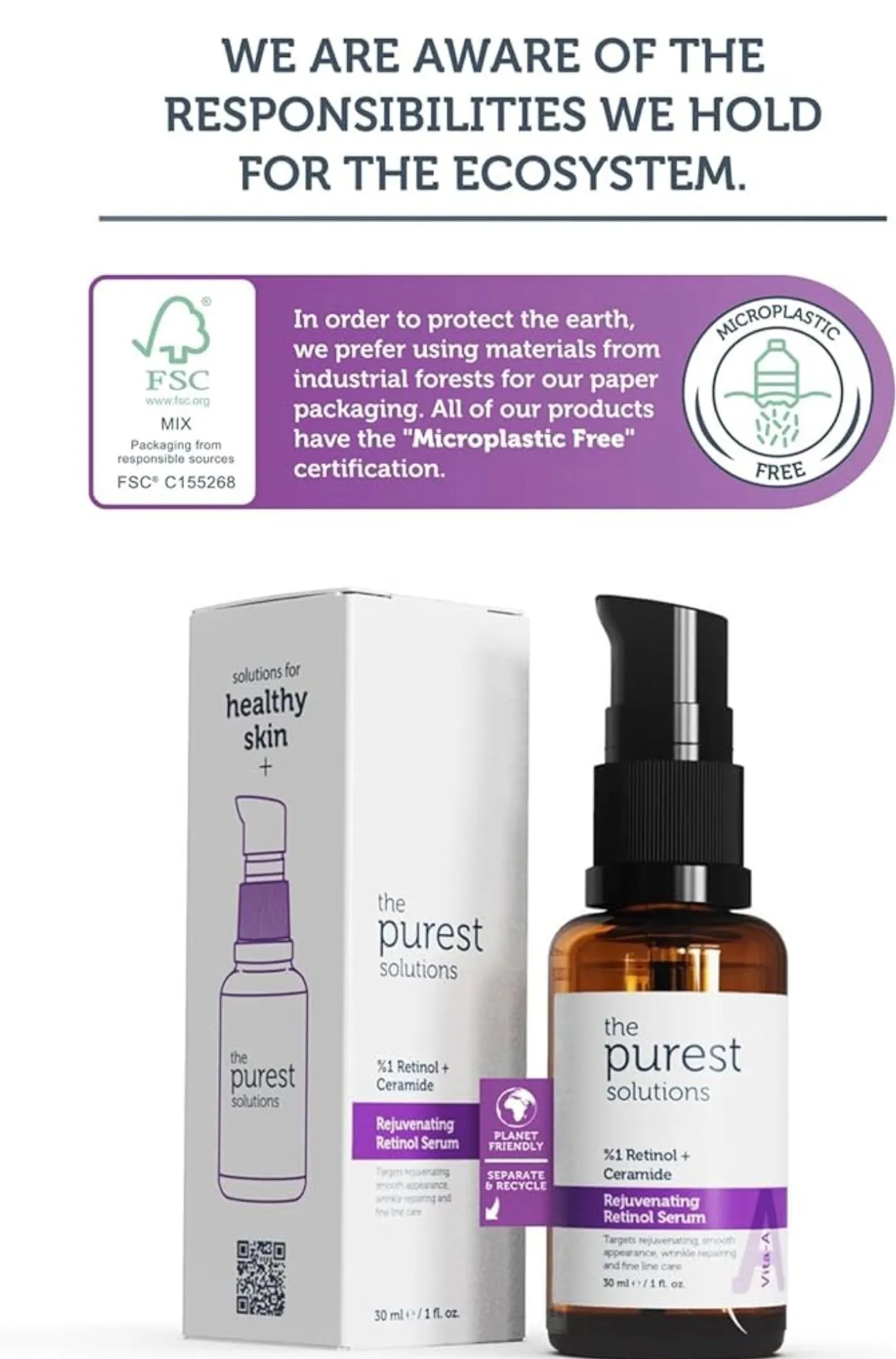 The Purest Solutions Retinol 1%   Ceramide Rejuvenating Serum - 30ml | ذا بيورست سيروم ريتنول 1% مع سيراميد - 30 مل